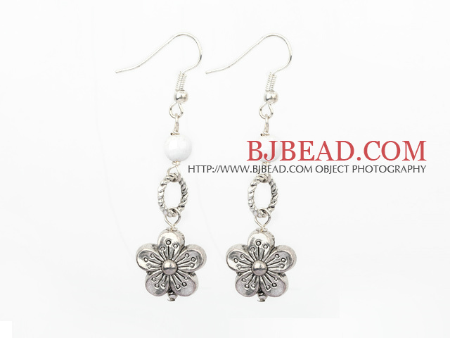 white porcelain tibet silver earrings