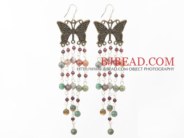 indian agate garnet earring