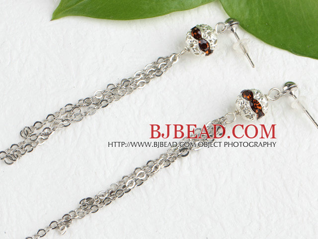 dangling style manmade diamond ball earrings