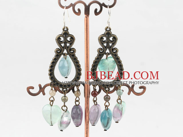 popular rainbow fluorite vintage earrings