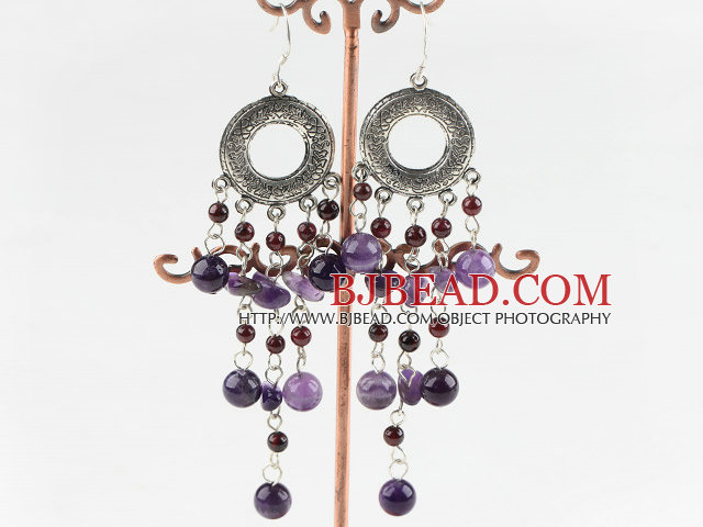 chandelier shape amethyst garnet earring