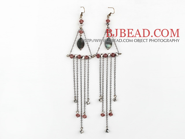 lovely pink agate ball metal earrings with rhinestone