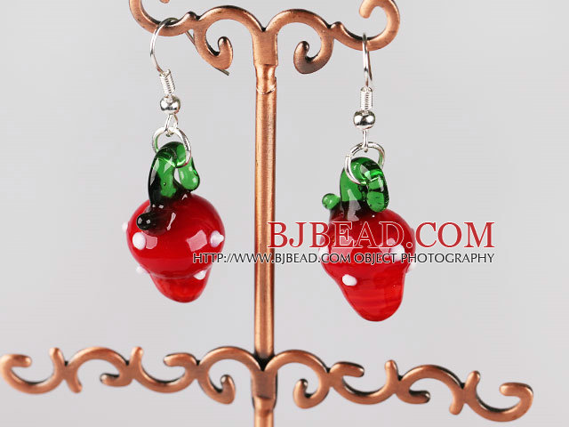strawberry shape colored glaze earrings