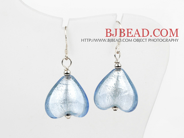 light blue heart shape colored glaze earrings