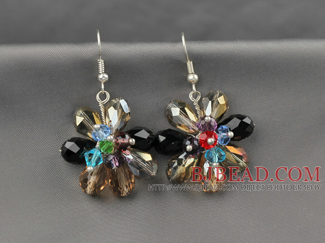 Fashion Style Assorted Multi Color Crystal Flower Earrings
