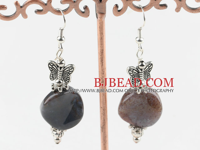 Indian agate butterfly charms earrings