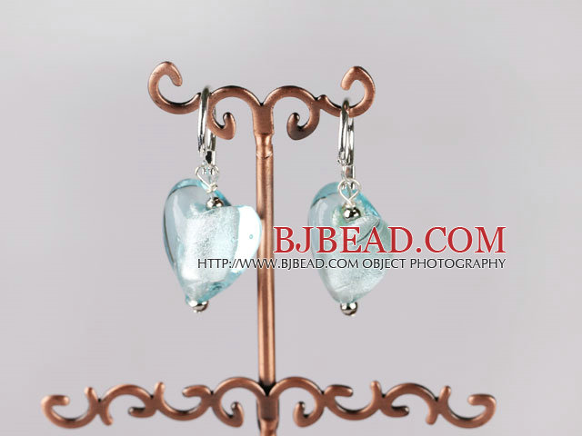 sky blue glaze heart earrings