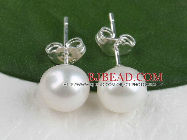 8-8.5mm fresh water white pearl studs