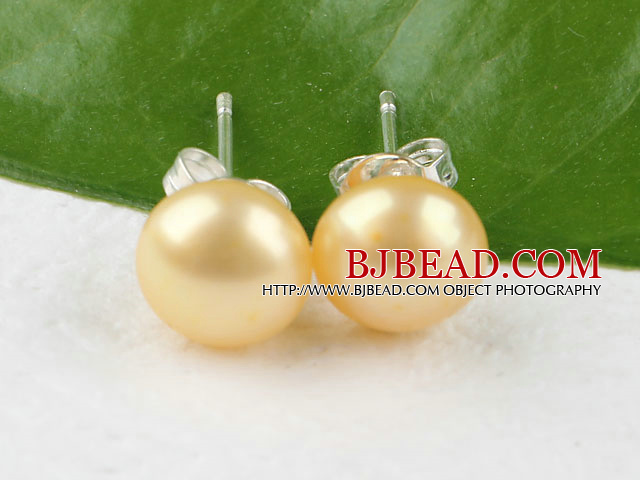 8-8.5 mm yellow fresh water pearl studs