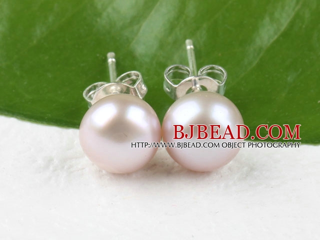 sellable 8-8.5mm purple pearl studs