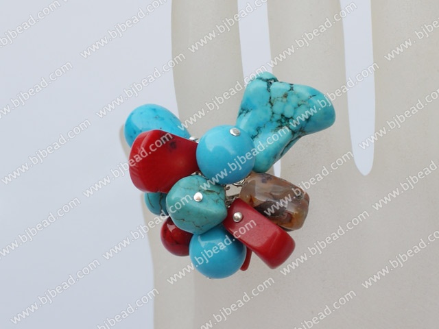 turquoise and coral ring