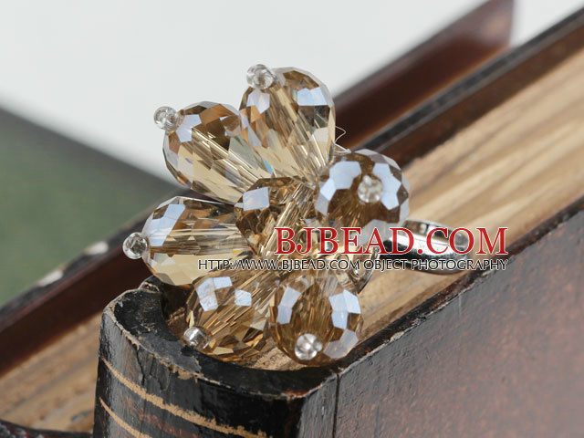 Fashion Crystal Flower Adjustable Ring