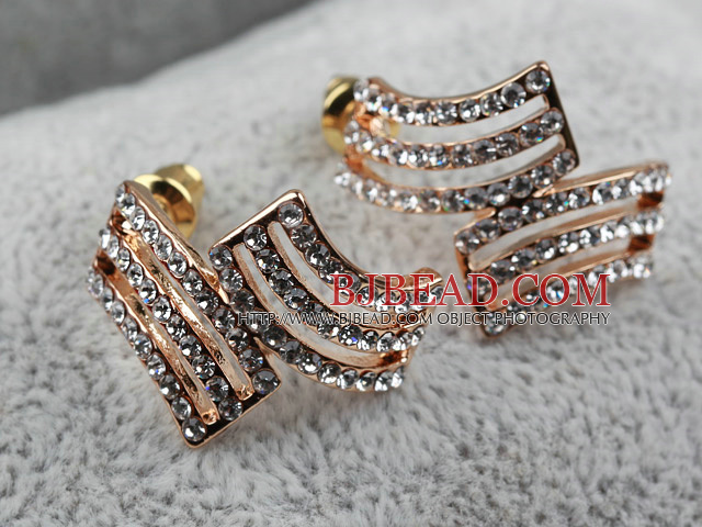 Fashion Style Irregular Shape Rhinestone Gold Plated Hypoallergenic Studs Earrings