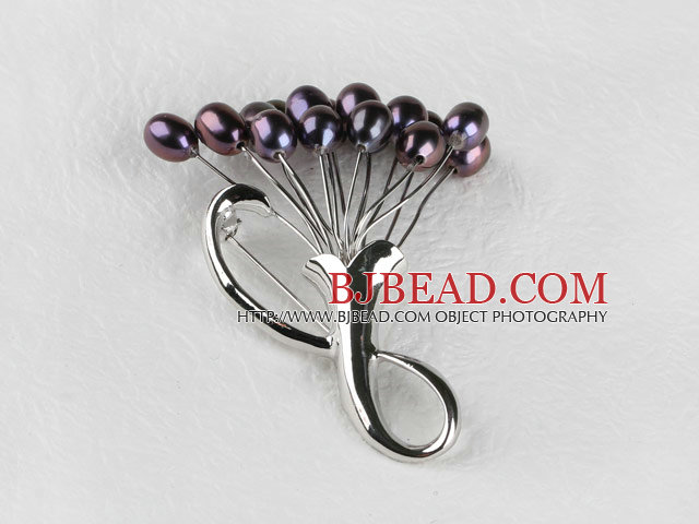 admirably rice shape black color 5-6mm pearl brooch