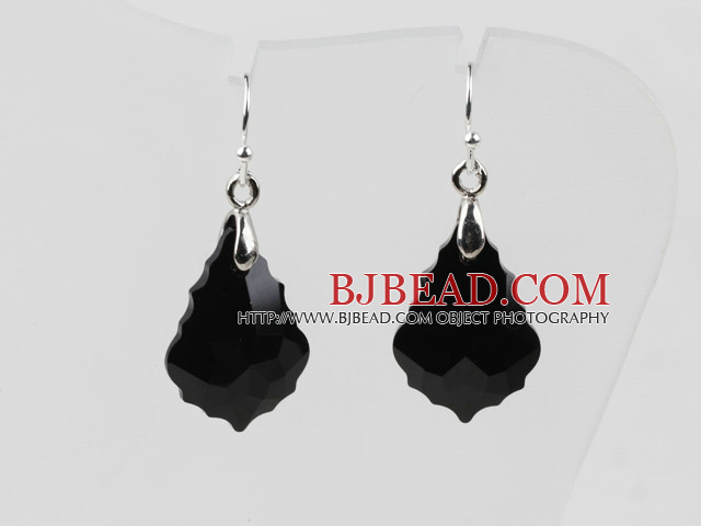 Drop Shape Black Color Baroque Austrian Crystal Earrings