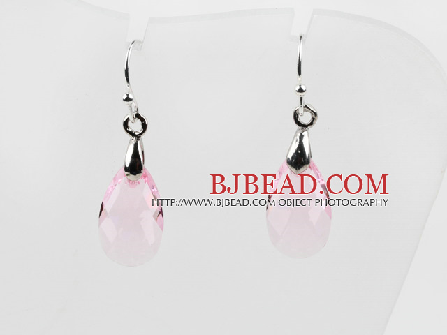 Tear Drop Shaped 10*15mm Pink Austrian Crystal Earrings