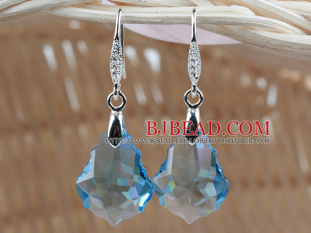 16mm Light Blue Color Baroque Austrian Crystal Earrings