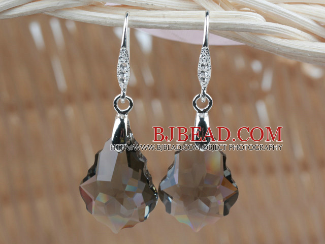 22mm Gray Color Baroque Austrian Crystal Earrings