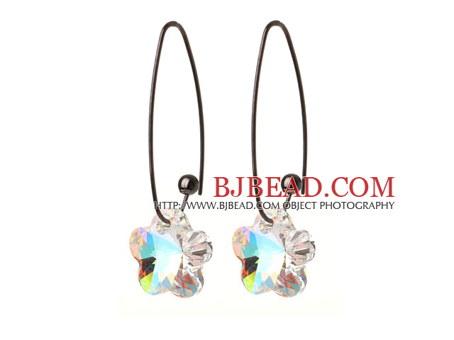 2014 Summer New Design Wintersweet Flower Shape Clear White Austrian Crystal Earrings With Long Hook