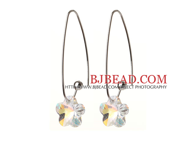 2014 Summer New Design Wintersweet Flower Shape AB Color Austrian Crystal Earrings With Long Hook