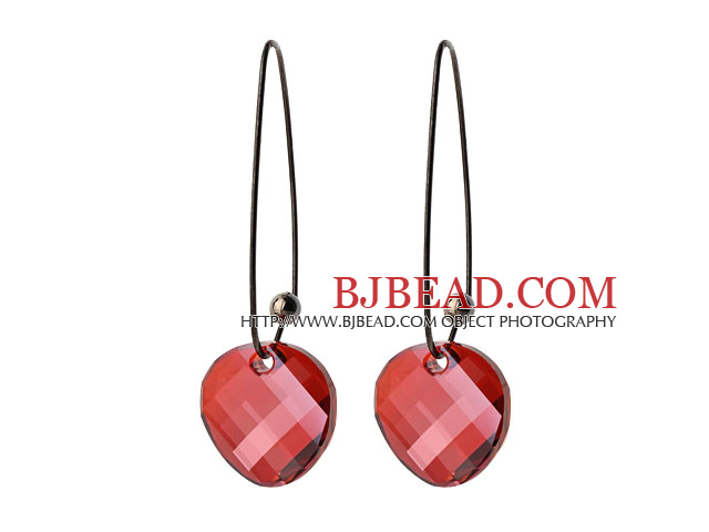 2014 Summer Design Potato Chips Shape Red Austrian Crystal Earrings With Long Hook
