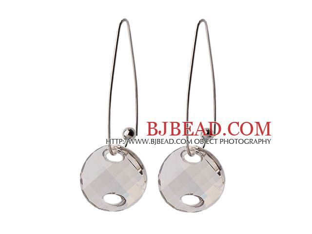 2014 Summer Design Potato Chips Shape Clear Gray Austrian Crystal Earrings With Long Hook