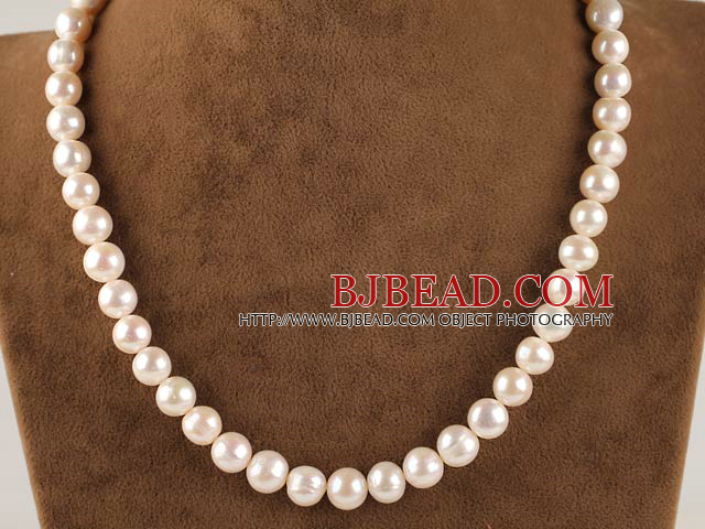 charming 16.5  inches 10-11mm natural white color pearl beaded necklace