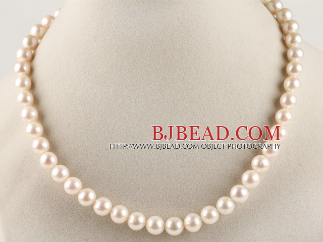admirably 16.5 inches 9-10mm white round pearl beaded necklace