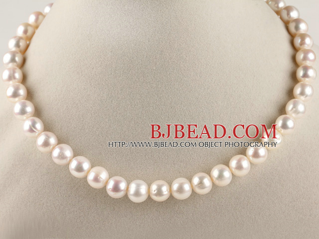 admirably 16.5 inches 10-11mm white fresh water round pearl necklace