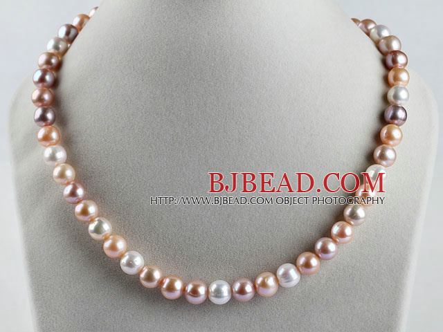 favourite 15.7  inches 9-10mm natural colors round pearl beaded necklace