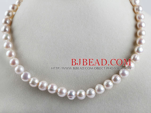 favourite 15.7  inches 10-11mm natural white round pearl beaded necklace