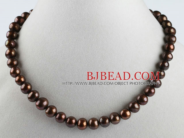 nobby  15.7 inches 6-10mm gold brown pearl beaded necklace