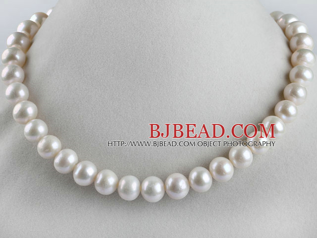 exquisite  15.7 inches 11-13mm natural white color pearl beaded necklace