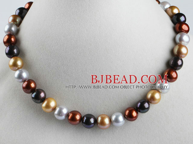 exquisite  15.7 inches 11-13mm multi color pearl beaded necklace