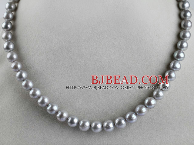 gorgeous 15.7 inches 9-10mm gray pearl necklace