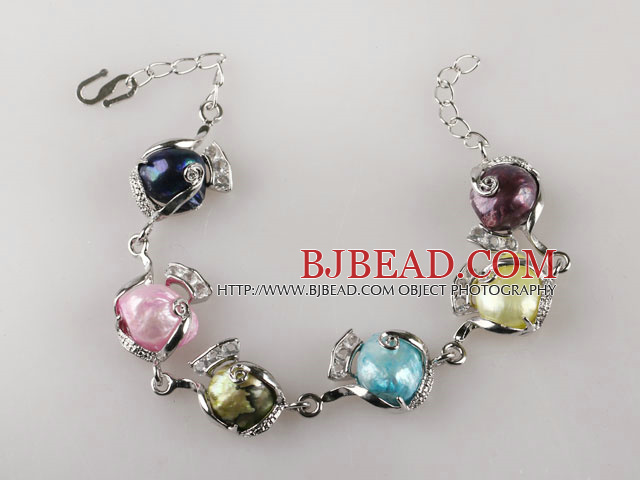 lovely colorful pearl bracelet with extendable chain