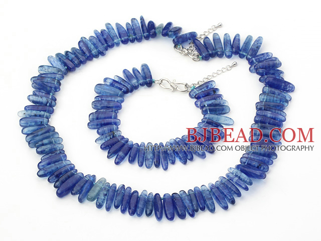 6-16mm sea blue crystal chips necklace bracelet set with S shape clasp