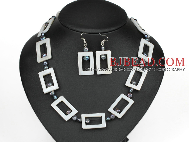 fashion pearl and white shell necklace earrings set