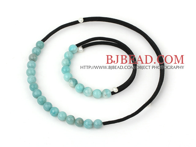 8mm elegant round amazon stone necklace bracelet set