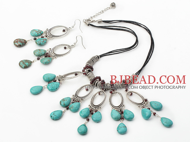 garnet turquoise necklace earrings set