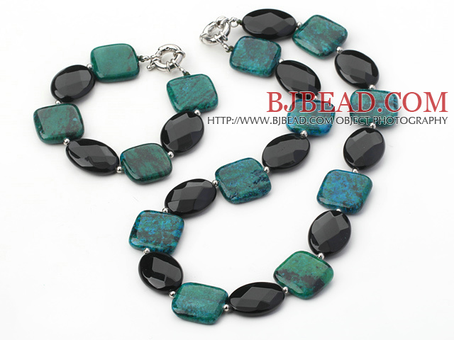 saleable 16-18mm black crystal and phoenix stone necklace bracelet sets