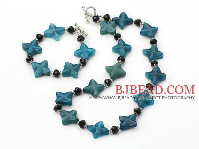 trendy black crystal and blue jade sets