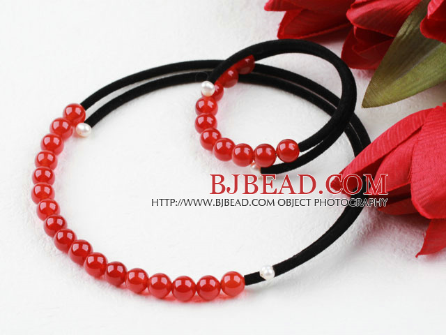 8mm red carnelian necklace bracelet sets