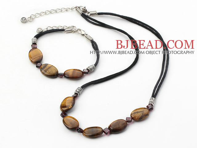 tiger's eye necklace bracelet sets wioth extendable chains