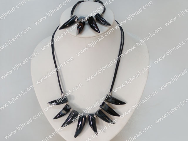 black pepper shape agate necklace bracelet set
