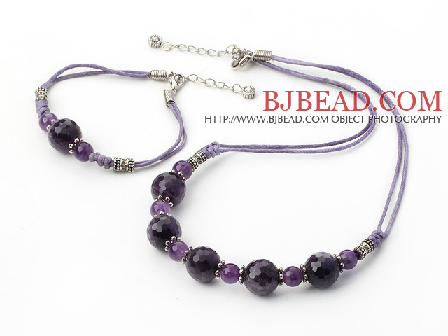 exquisite natural amethyst necklace and bracelet set