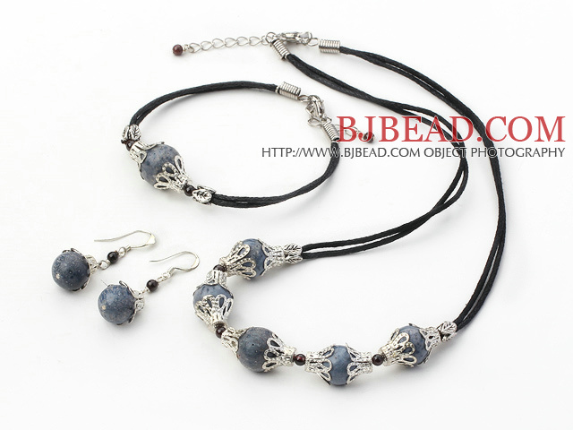 blue coral set-necklace, bracelet with matched earrings