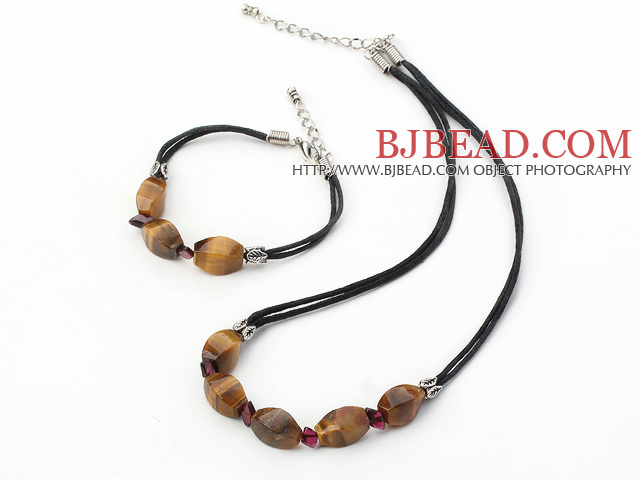 tiger's eye necklace bracelet set with lobster clasp