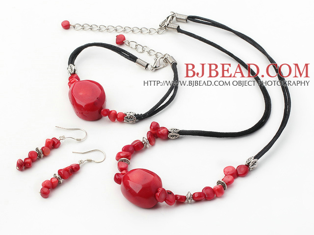 red coral necklace bracelet earring sets