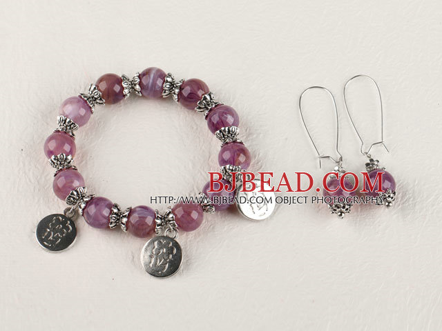 popular 12mm acrylic ball tibet silver charms bracelet earrings set